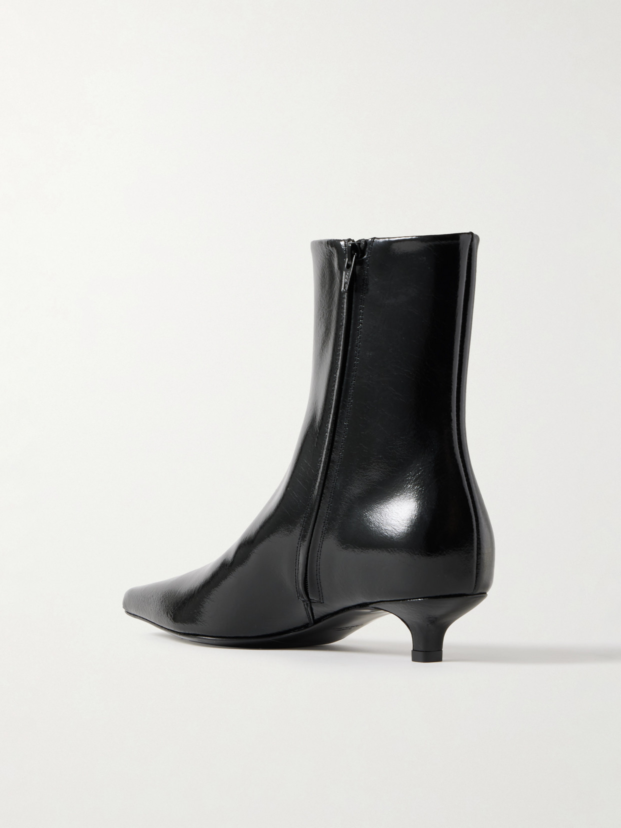 Glossed-Leather Ankle Boots