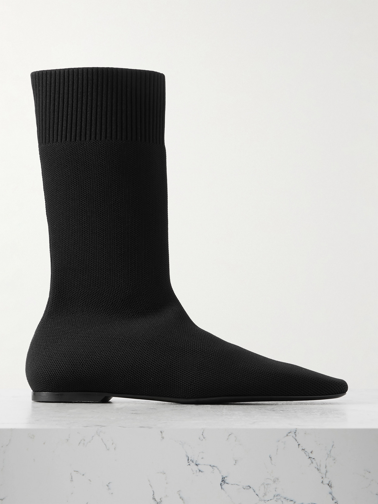 Totême Stretch-knit Ankle Boots In Black