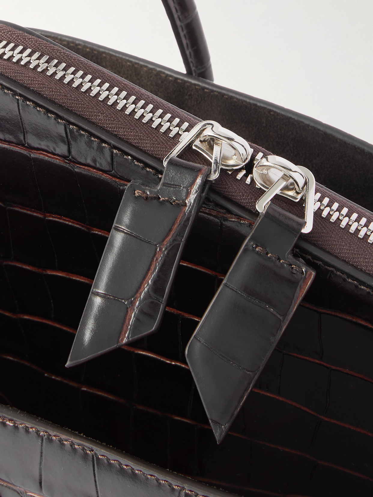 Attico La Passeggiata Small Asymmetric Croc-effect Leather Tote