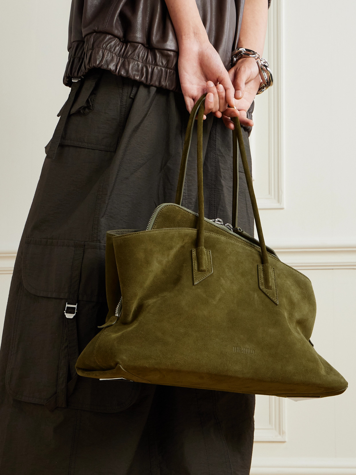 Attico La Passeggiata Medium Asymmetric Suede Tote