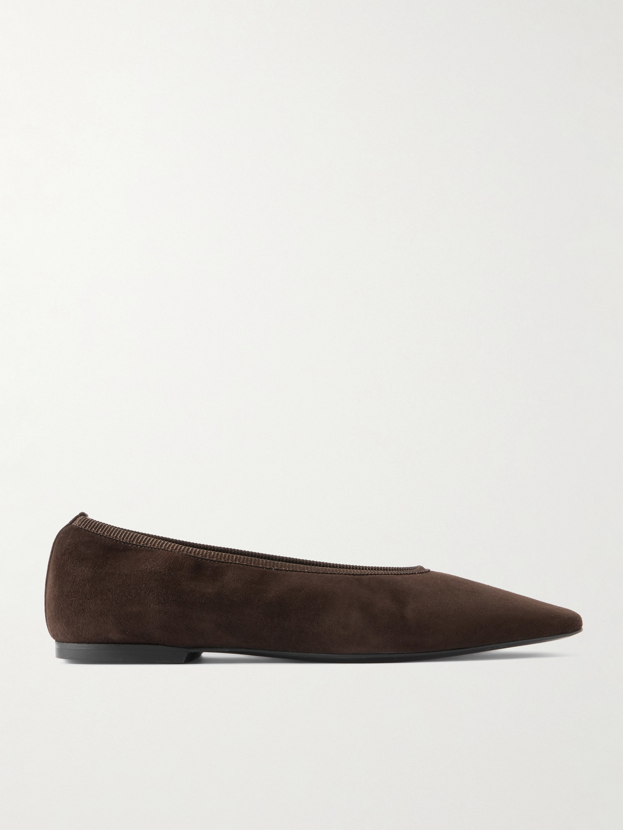 Totême Minimalist Suede Ballet Flats In Brown