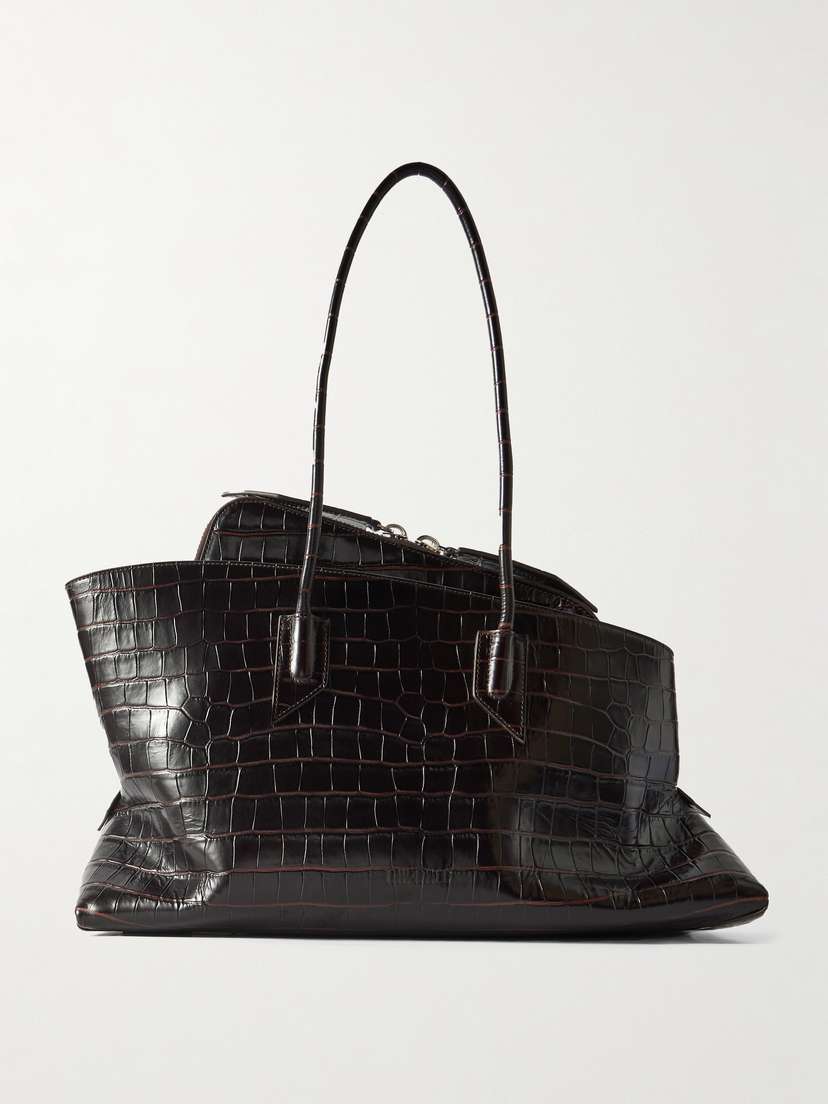 The Attico La Passeggiata Medium Asymmetric Croc-effect Leather Tote