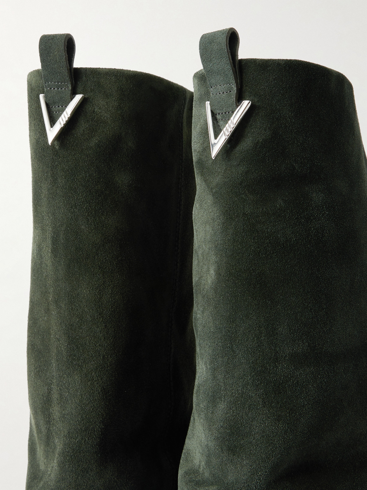 Attico Robin Layered Suede Knee Boots In Black