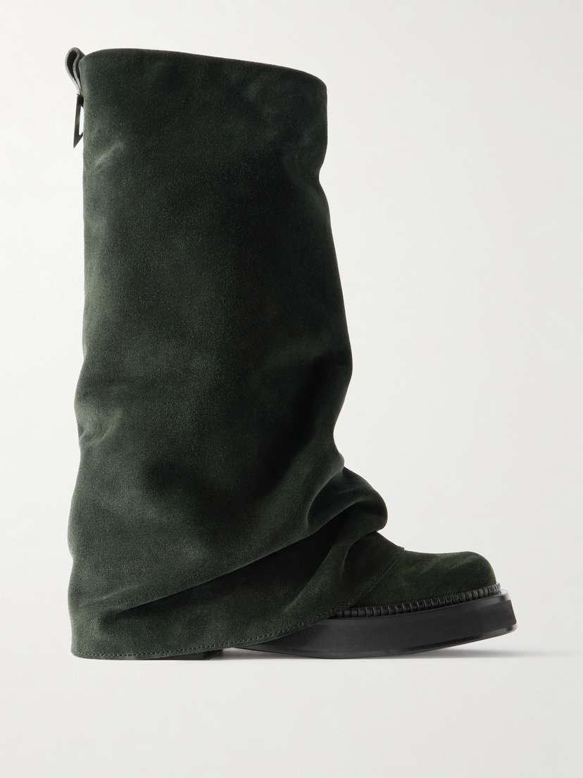 The Attico Robin Layered Suede Knee Boots