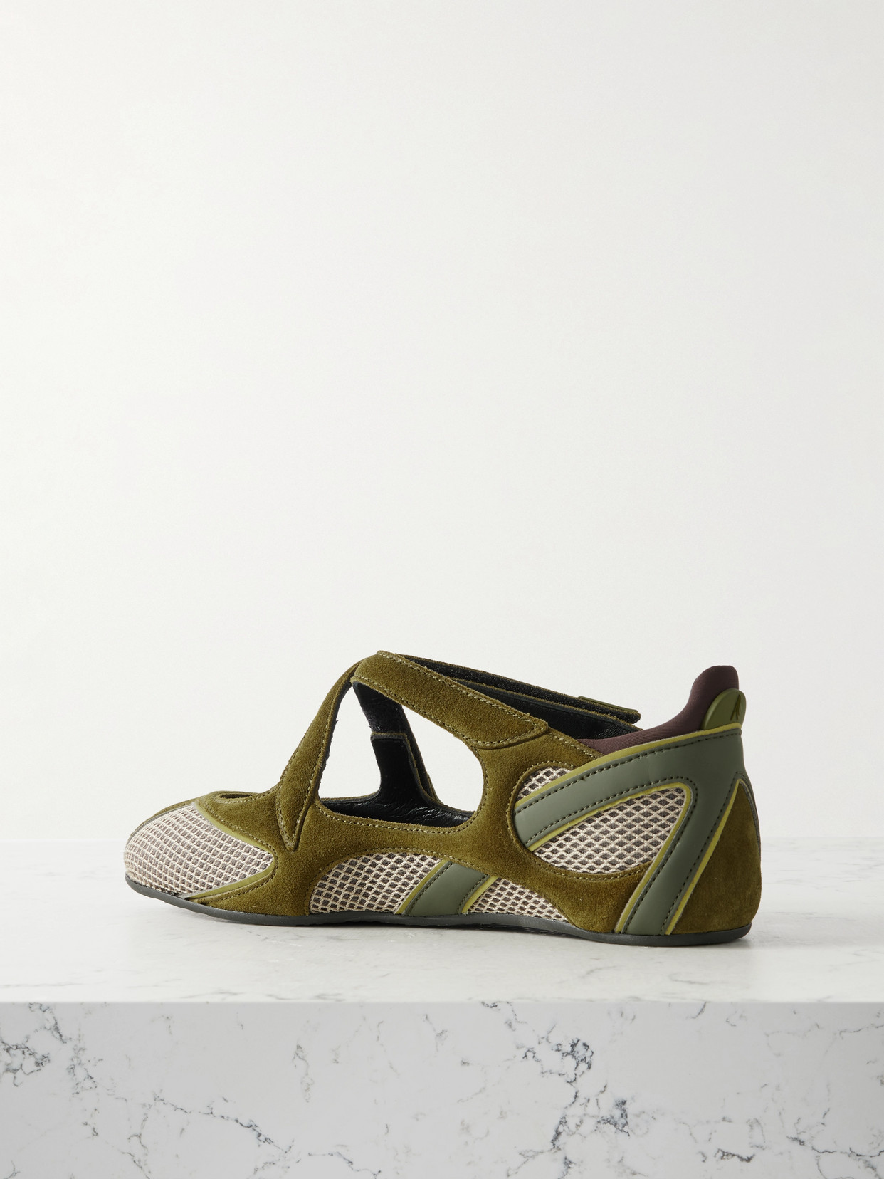 ATTICO FLOOR 01 MESH-TRIMMED SUEDE FLATS