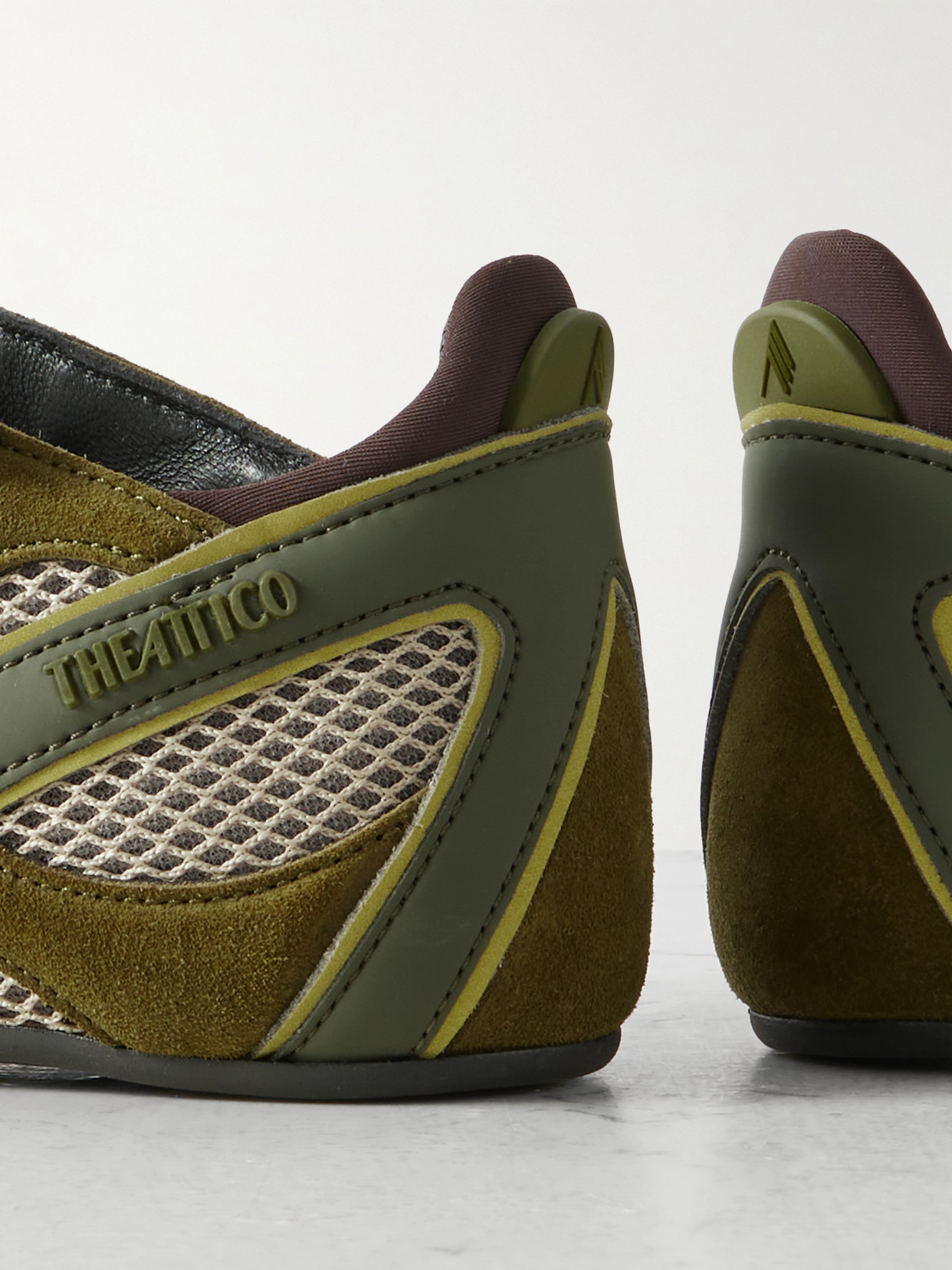 ATTICO FLOOR 01 MESH-TRIMMED SUEDE FLATS