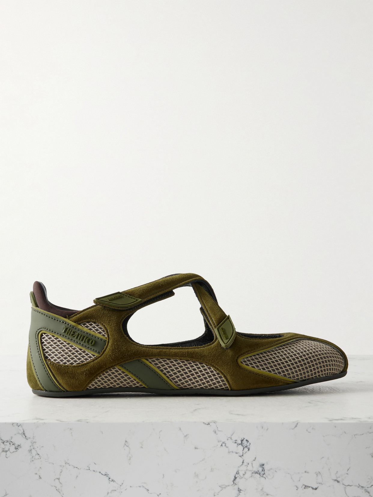 ATTICO FLOOR 01 MESH-TRIMMED SUEDE FLATS