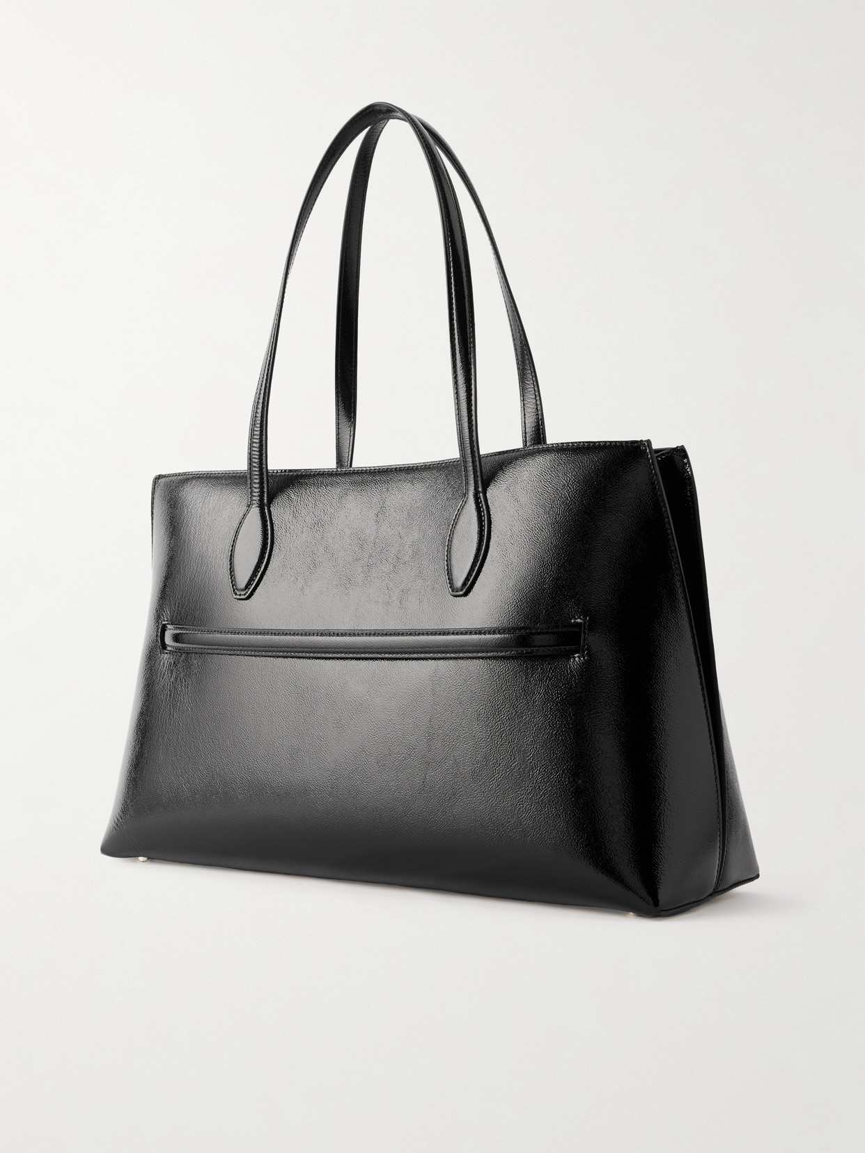 Totême Naplack Crinkled Patent-leather Tote In Black