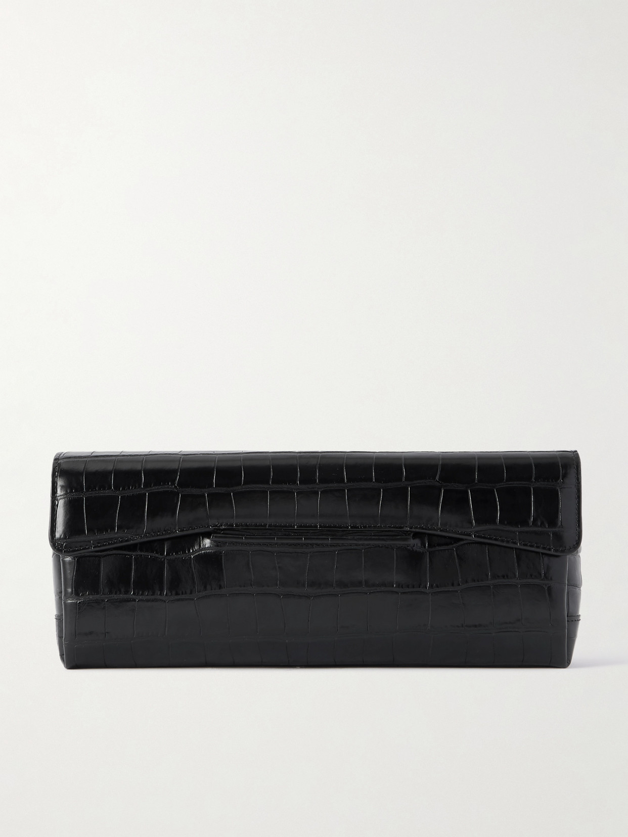 Totême T-lock Croc-effect Clutch In Black