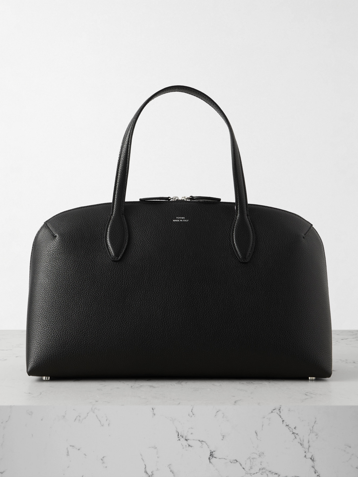 Totême Textured-leather Tote In Black