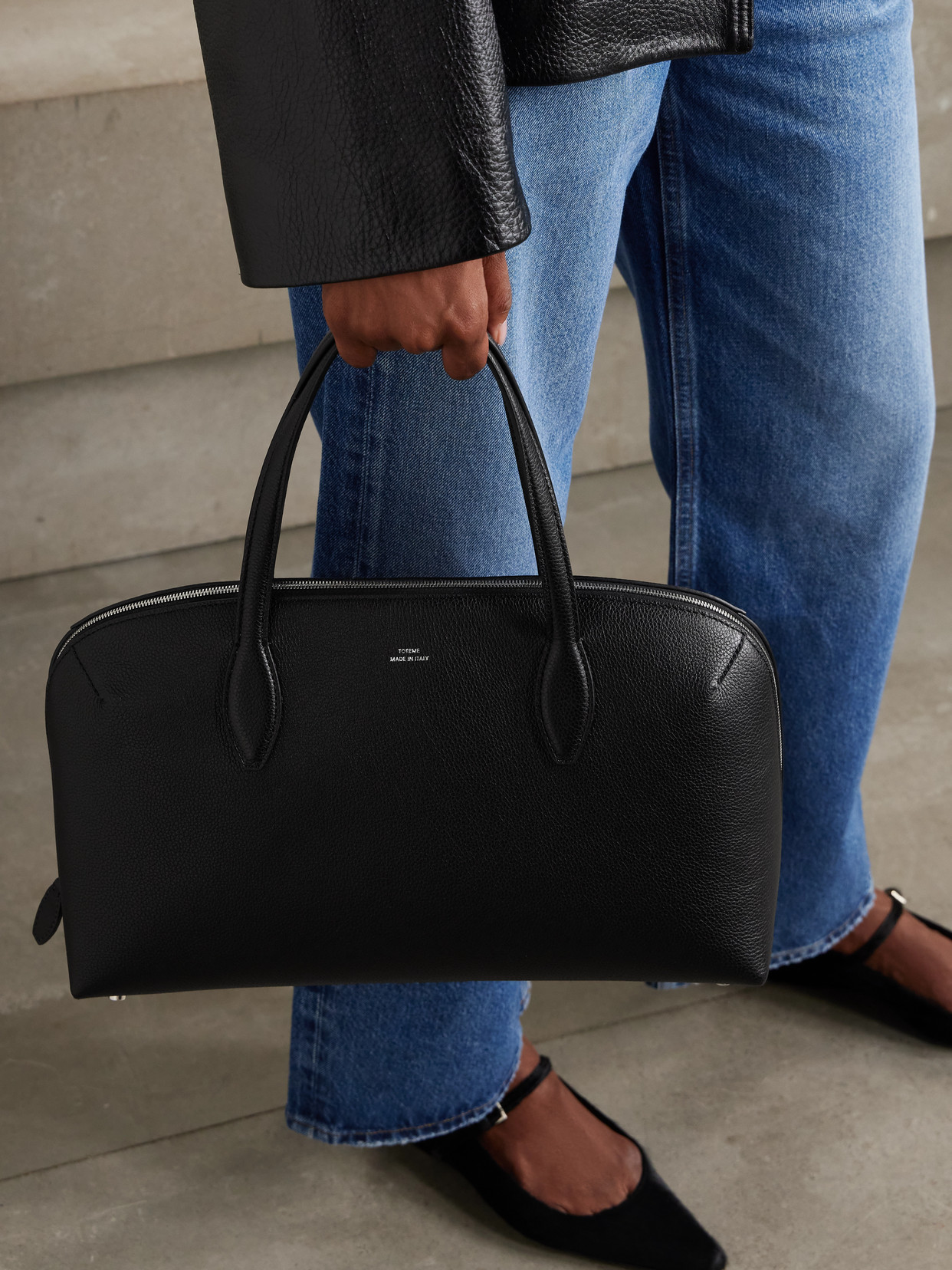 Textured-Leather Tote