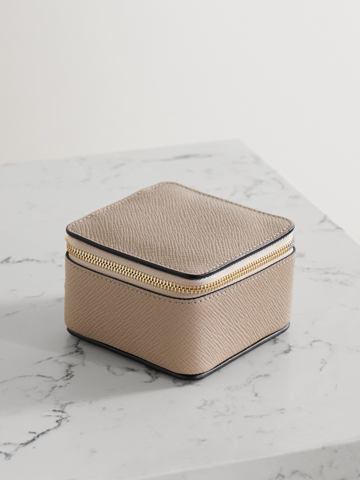 Smythson Panama Textured-leather Trinket Case In Neutral
