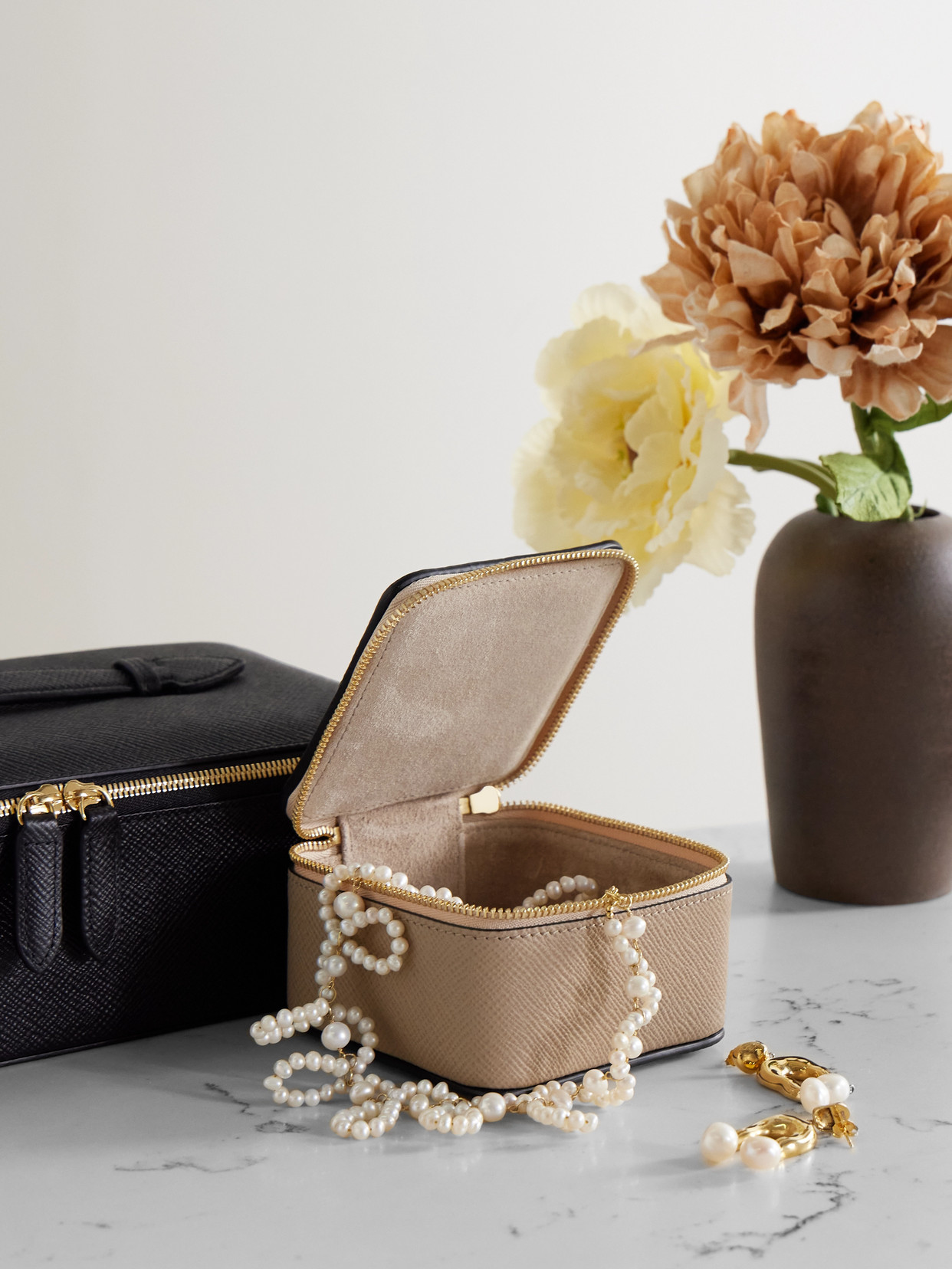 Smythson Panama Textured-leather Trinket Case In Neutral