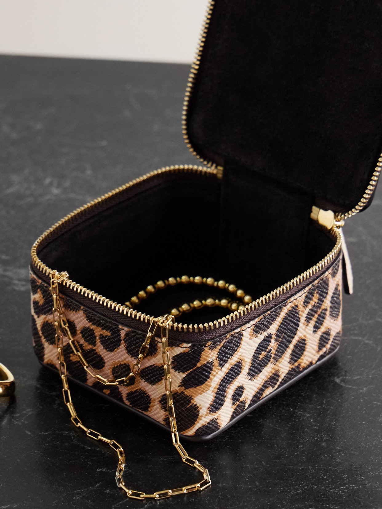Smythson Panama Medium Leopard-print Textured-leather Trinket Case In Multi