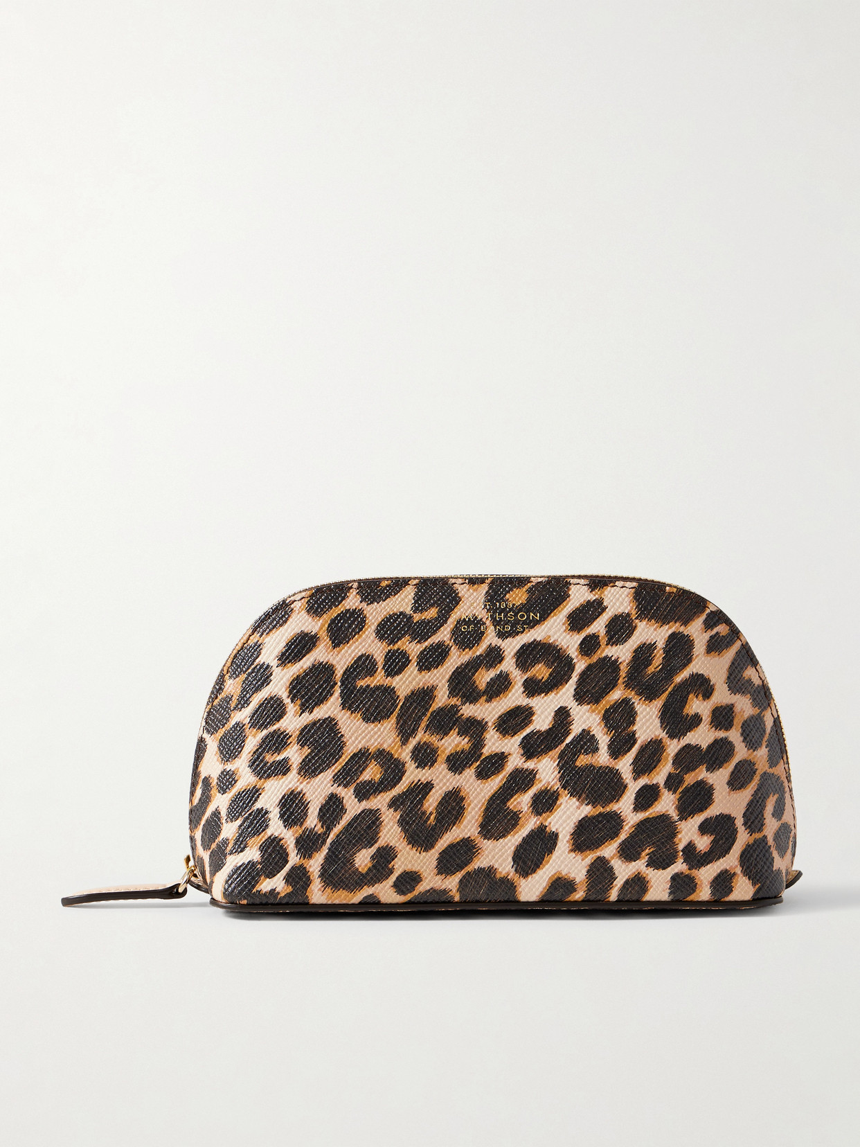 Smythson Leopard-print Textured-leather Cosmetics Case In Multi