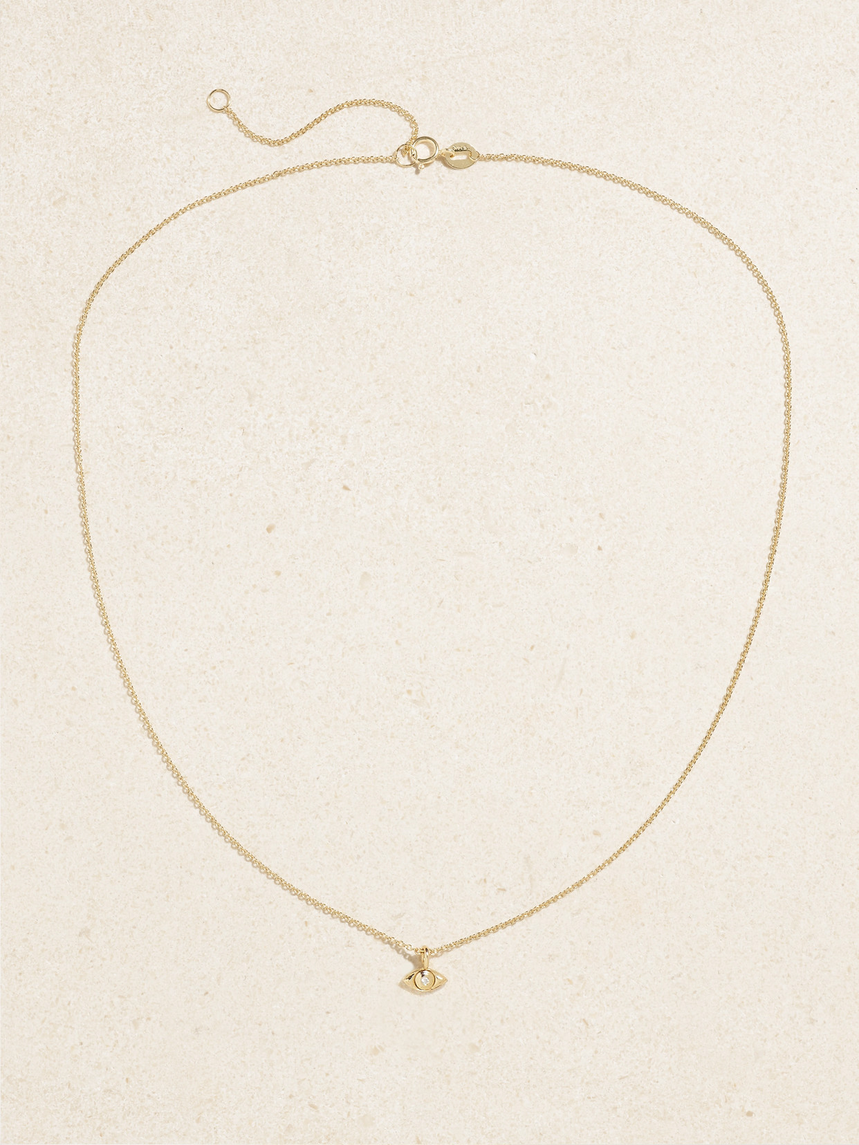 Stone And Strand Mini Evil Eye 14-karat Gold Diamond Necklace