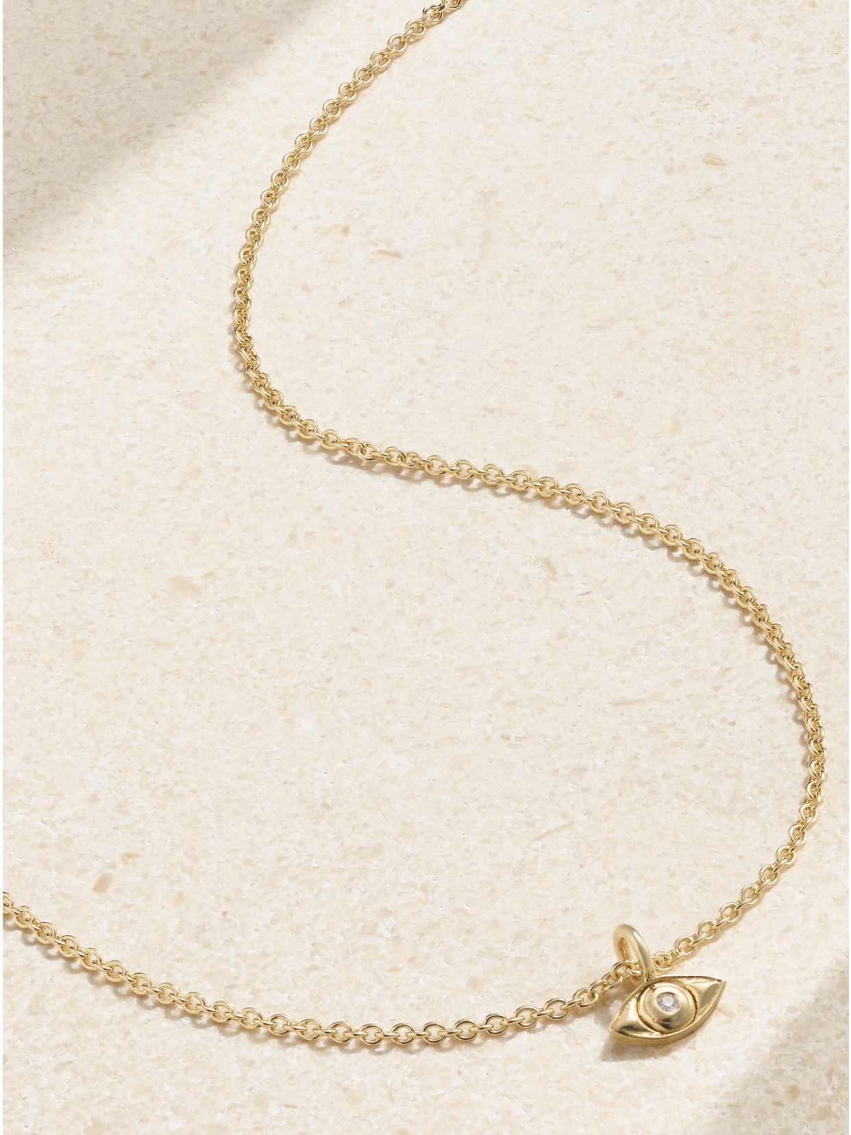 Stone And Strand Mini Evil Eye 14-karat Gold Diamond Necklace