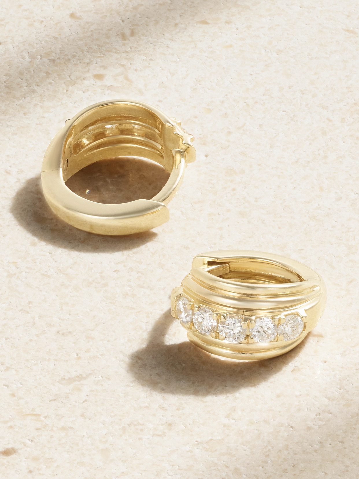 Shop Stone And Strand Boulevard 14-karat Gold Diamond Hoop Earrings