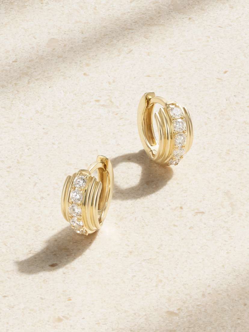 STONE AND STRAND Boulevard 14-karat Gold Diamond Hoop Earrings