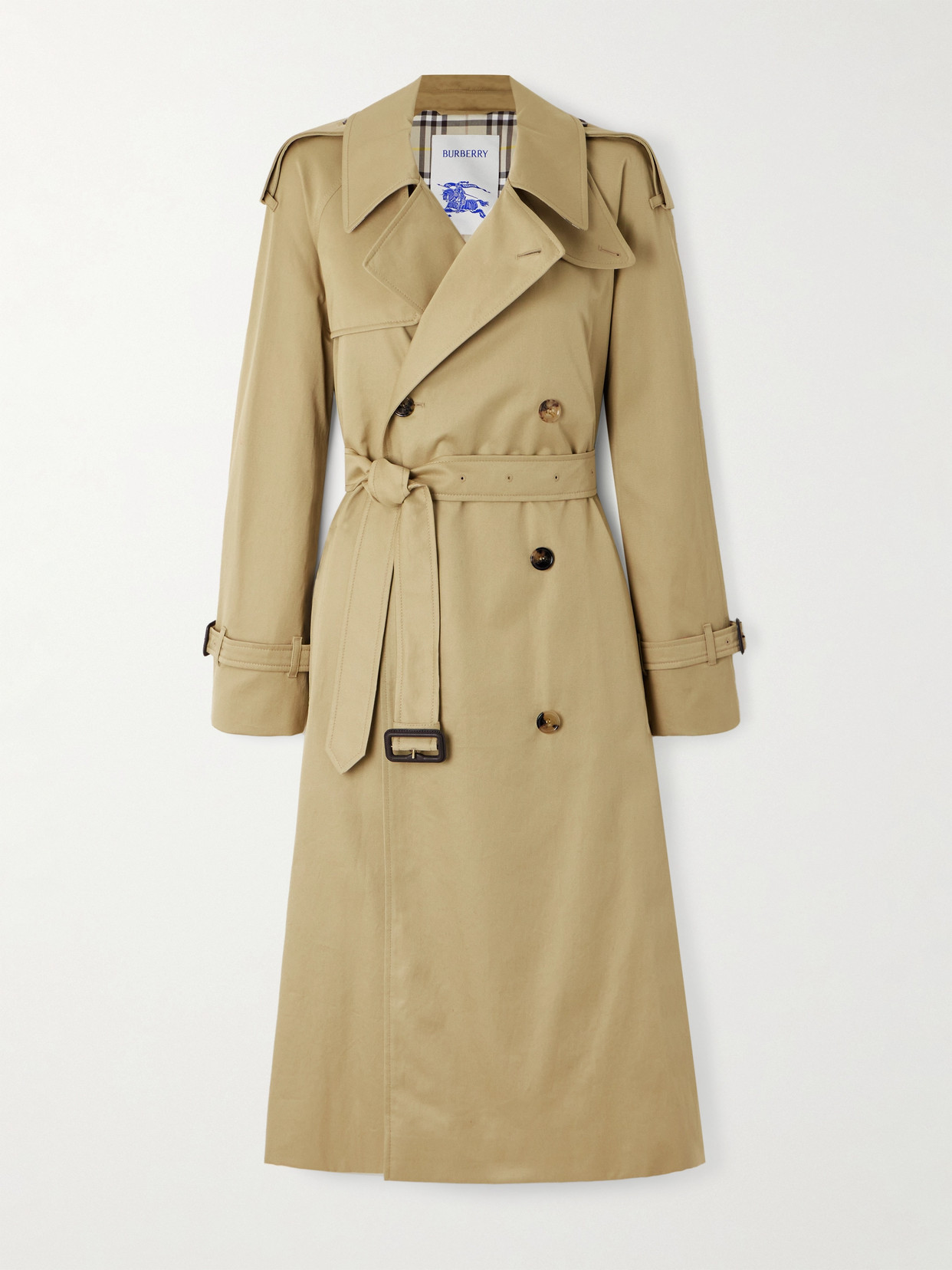 Burberry Castleford Double-breasted Cotton-gabardine Trench Coat In Neutrals