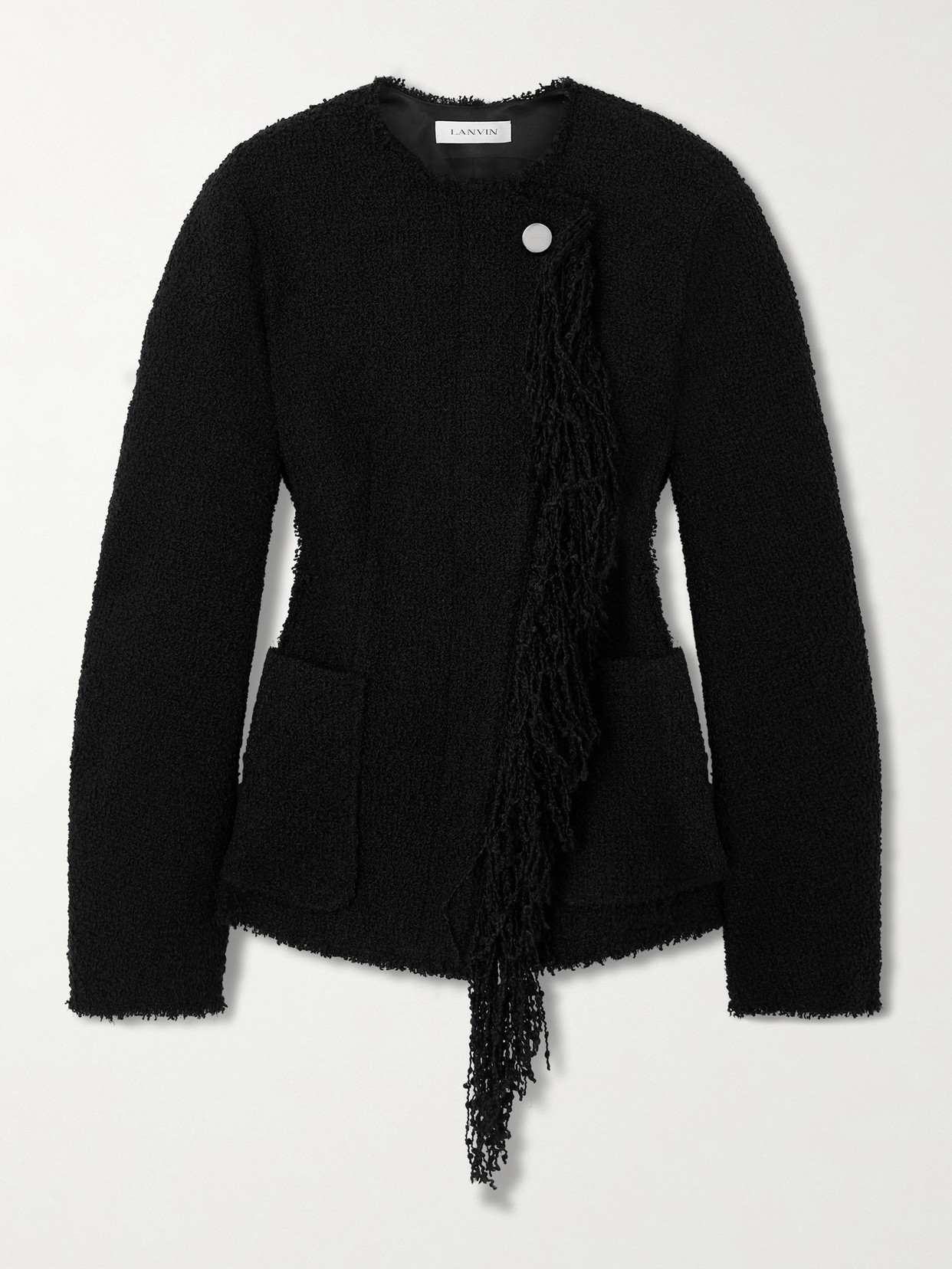 Lanvin Fringed Wool-blend Bouclé Jacket In Black