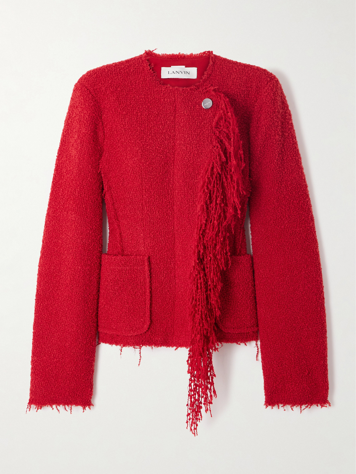 Lanvin Fringed Wool-blend Bouclè Jacket In Red