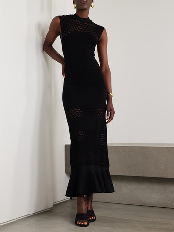 Lanvin Paneled knitted midi dress
