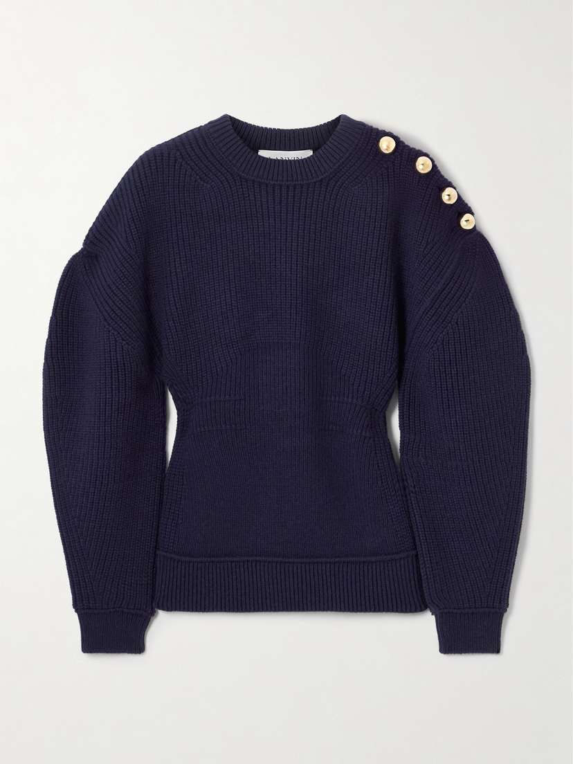 Lanvin Button-detailed Ribbed Wool Sweater