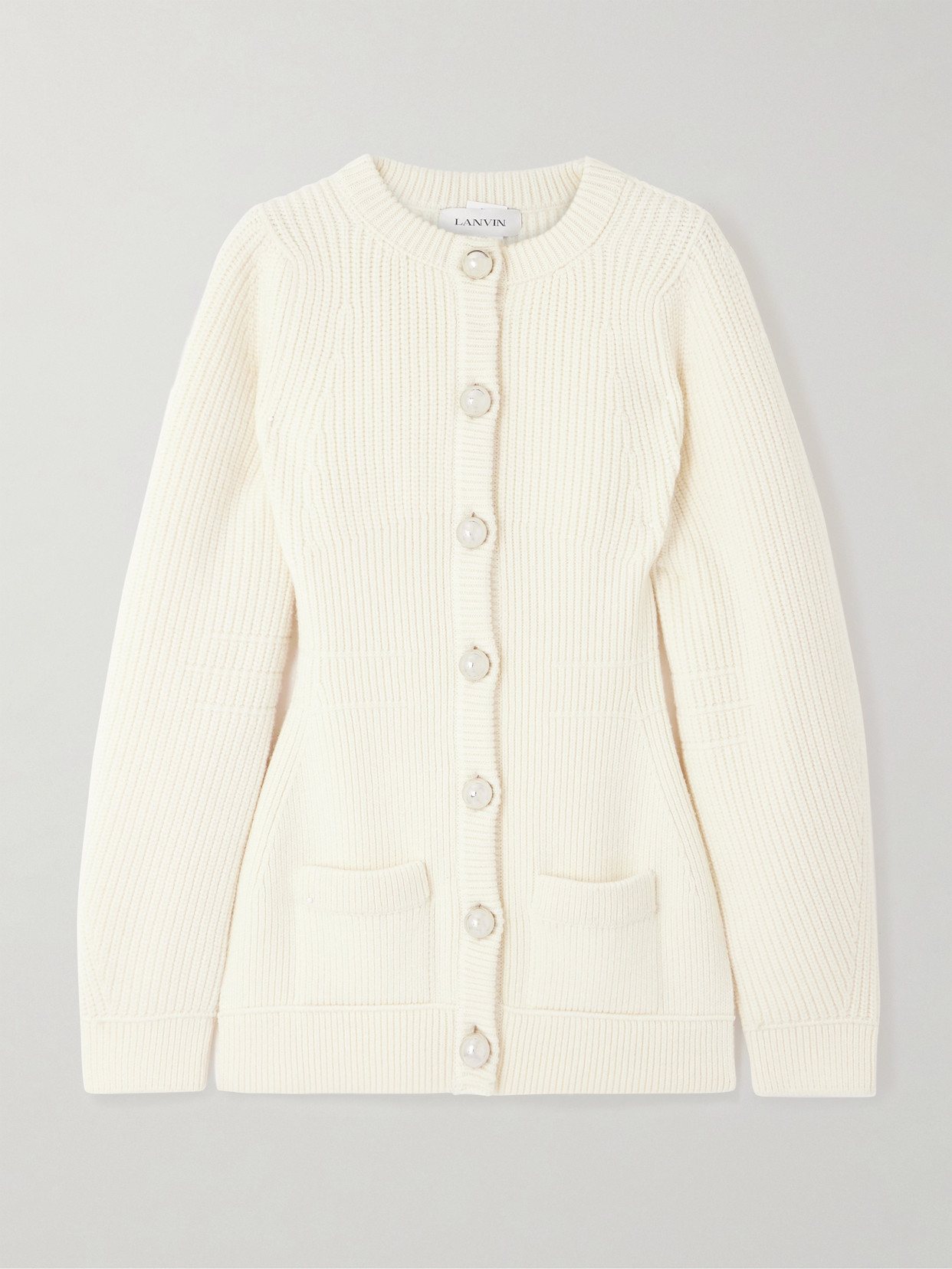 Lanvin Ribbed Wool Cardigan In Multi