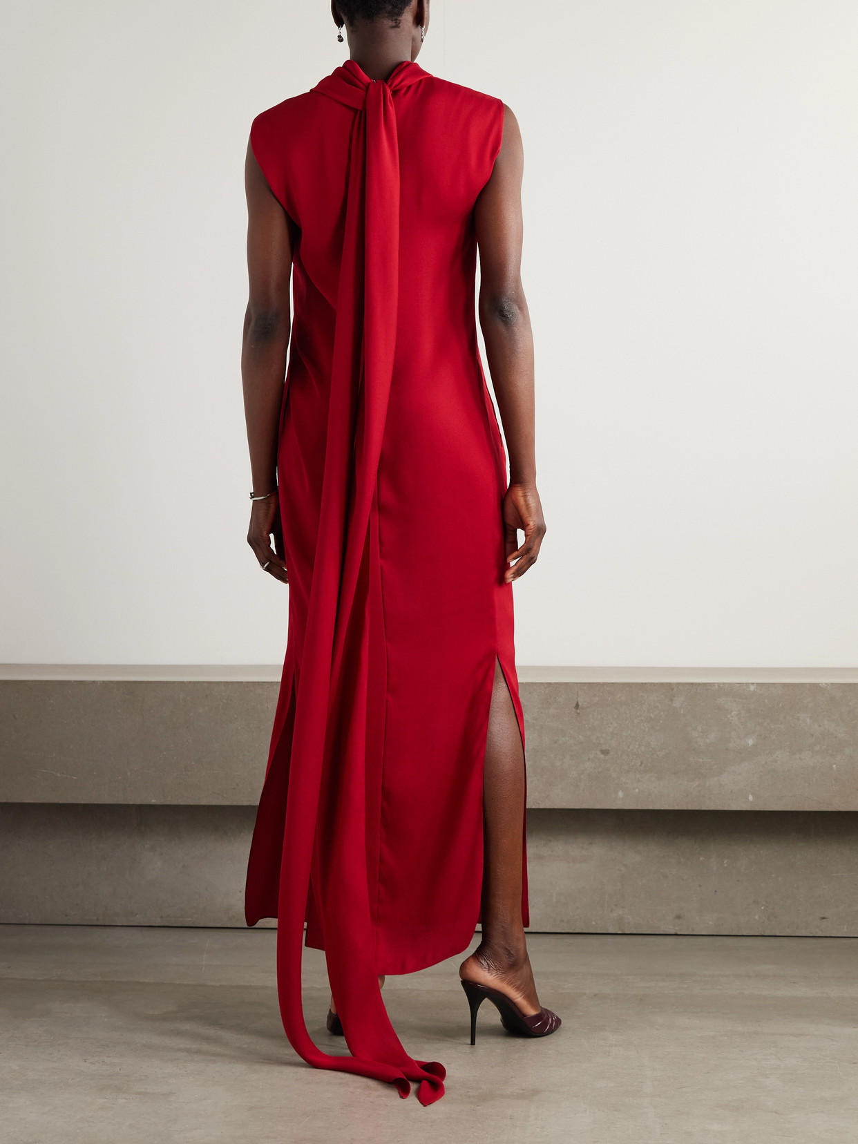 Lanvin Long Draped Dress In Red