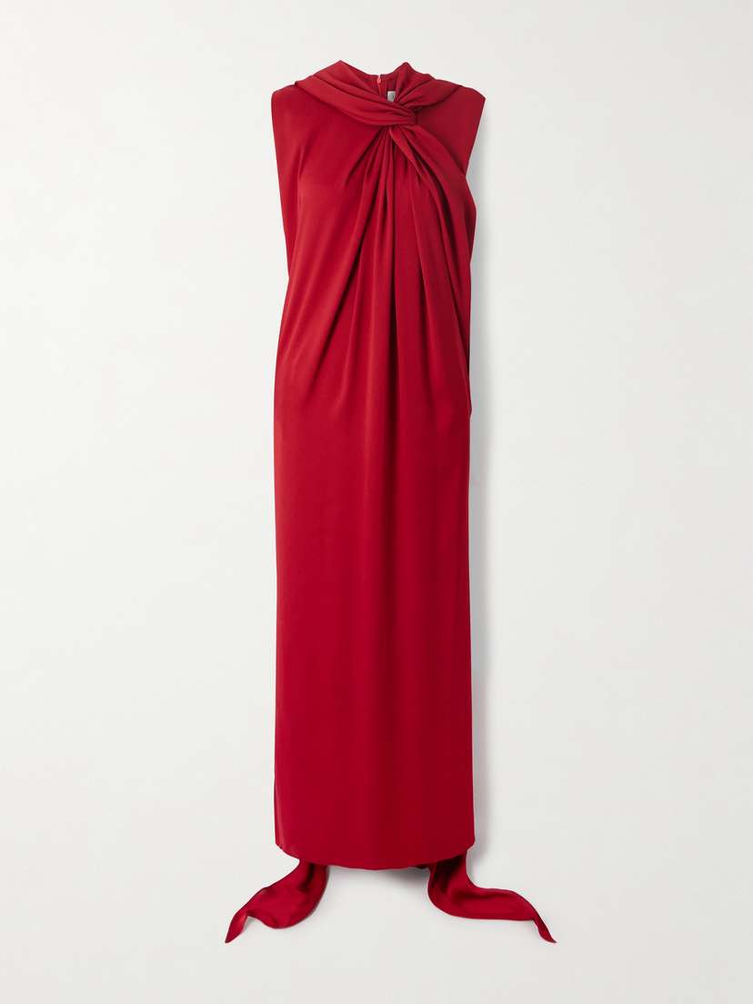 Lanvin Draped Crepe De Chine Maxi Dress
