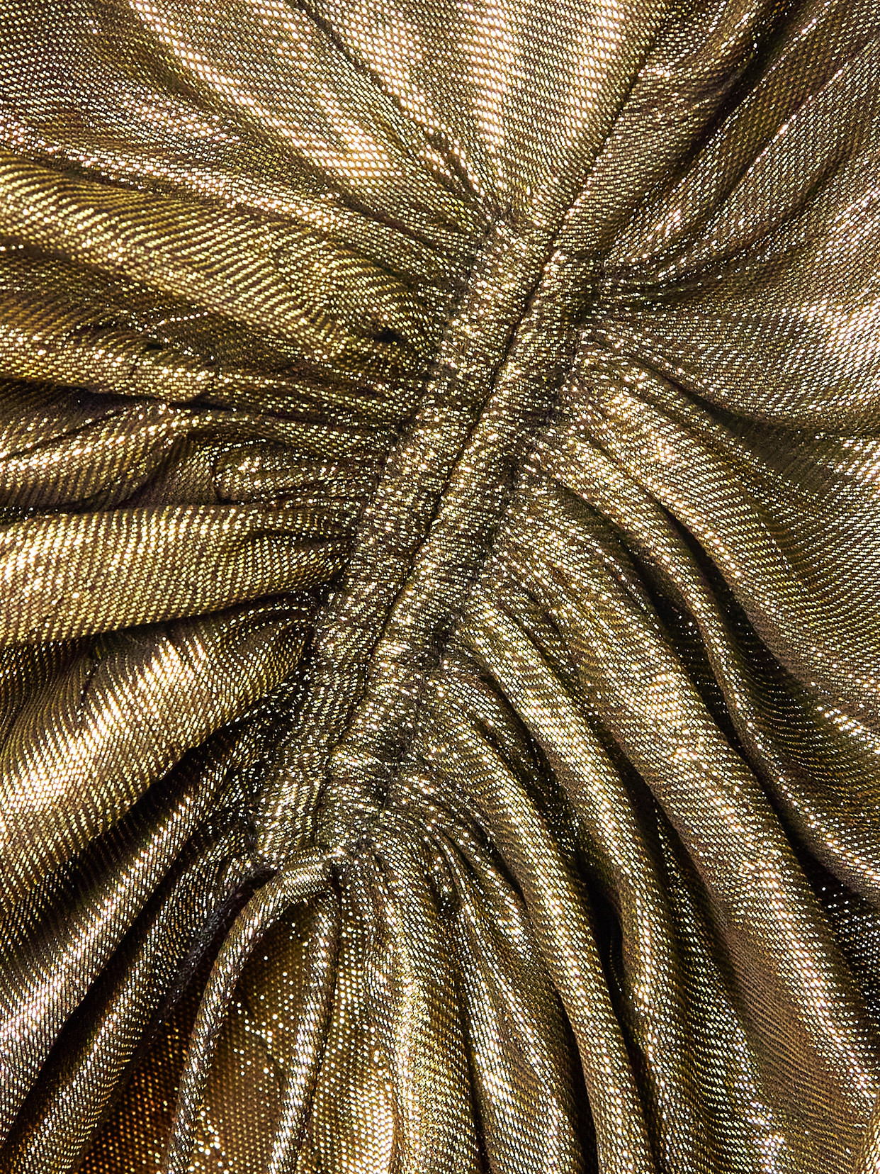 Scarf-Detailed Gathered Lamé Blouse