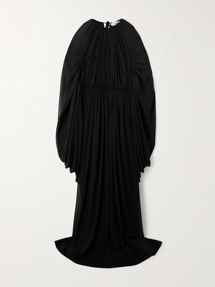 Lanvin Cape-effect Gathered Silk-chiffon Gown
