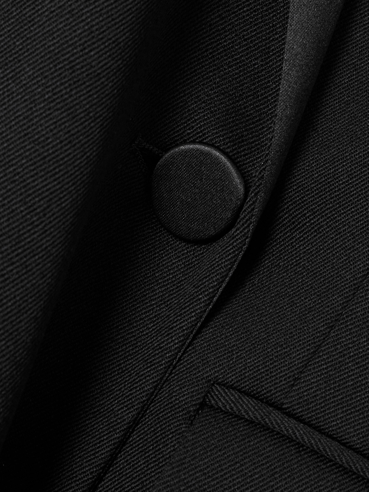 Lanvin Double-breasted Satin-trimmed Wool Blazer In Black
