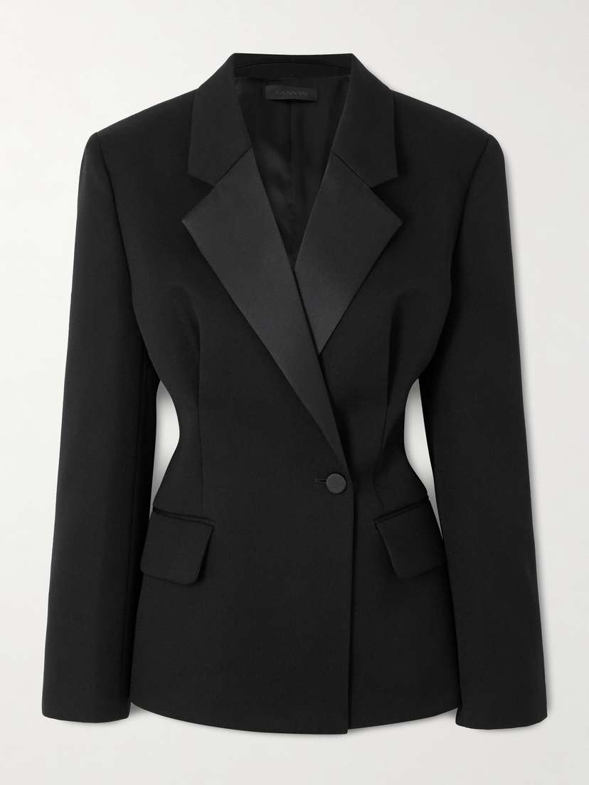 Lanvin Double-breasted Satin-trimmed Wool Blazer