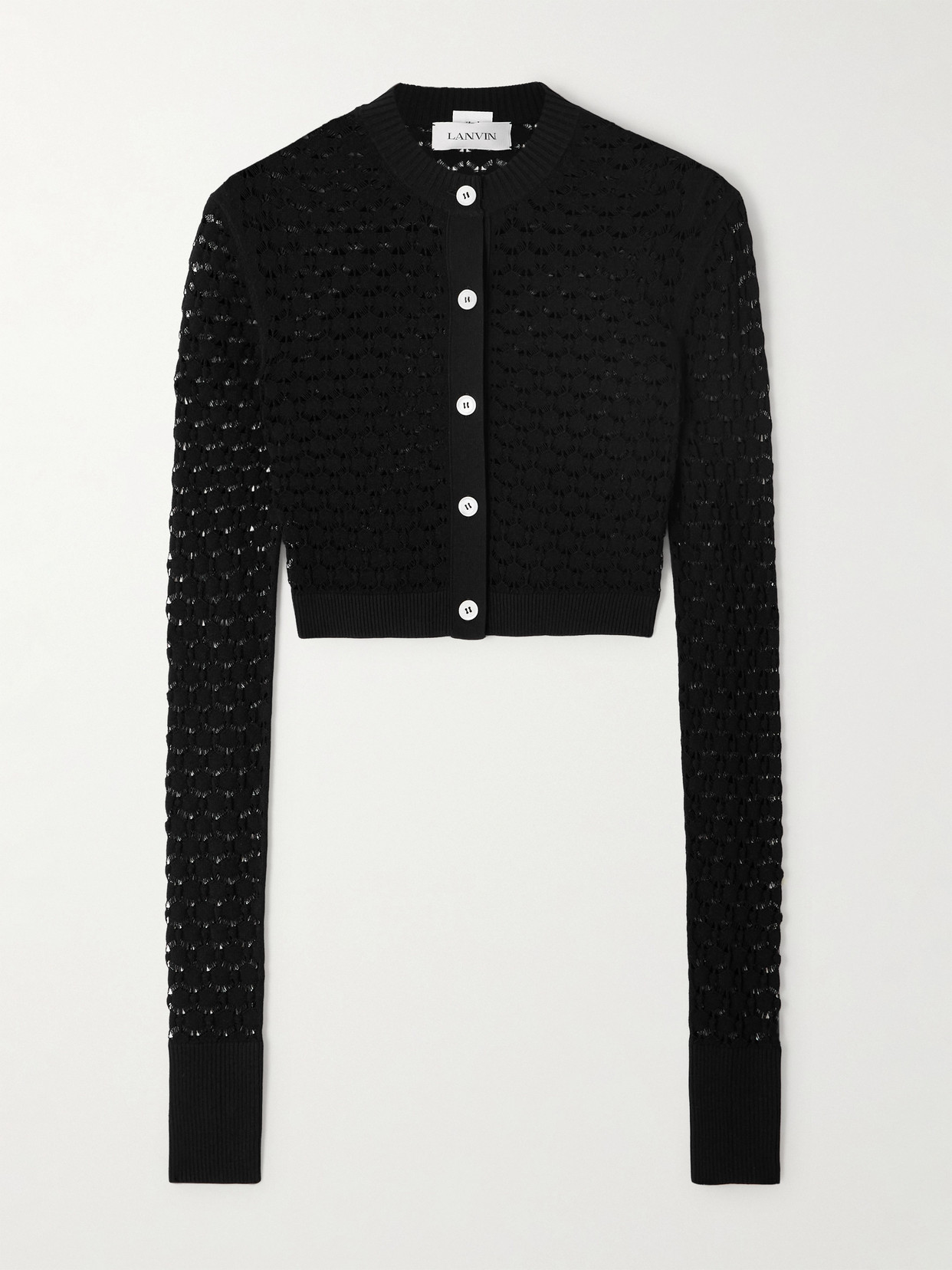 Lanvin Cropped Open-knit Cardigan In Black