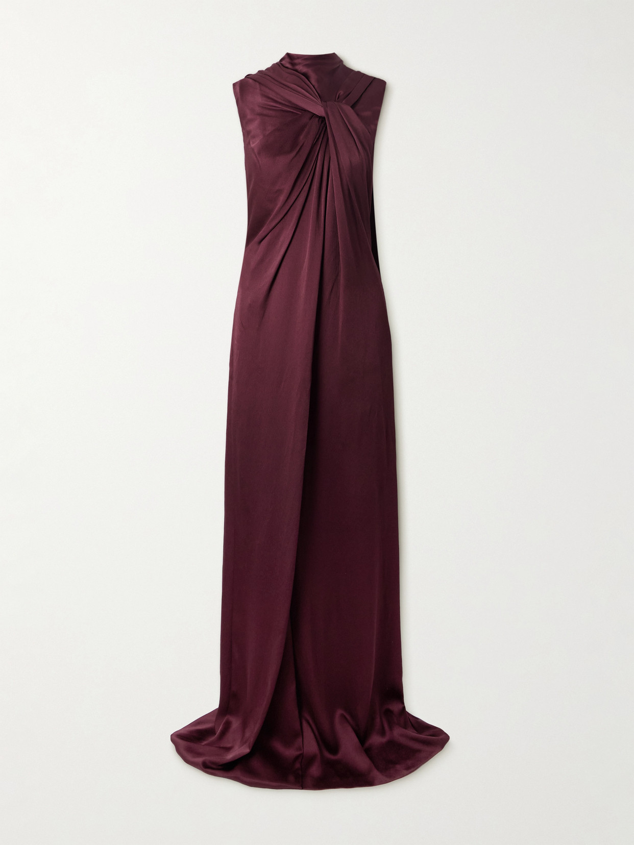 Lanvin Draped Satin Jumpsuit In Burgundy