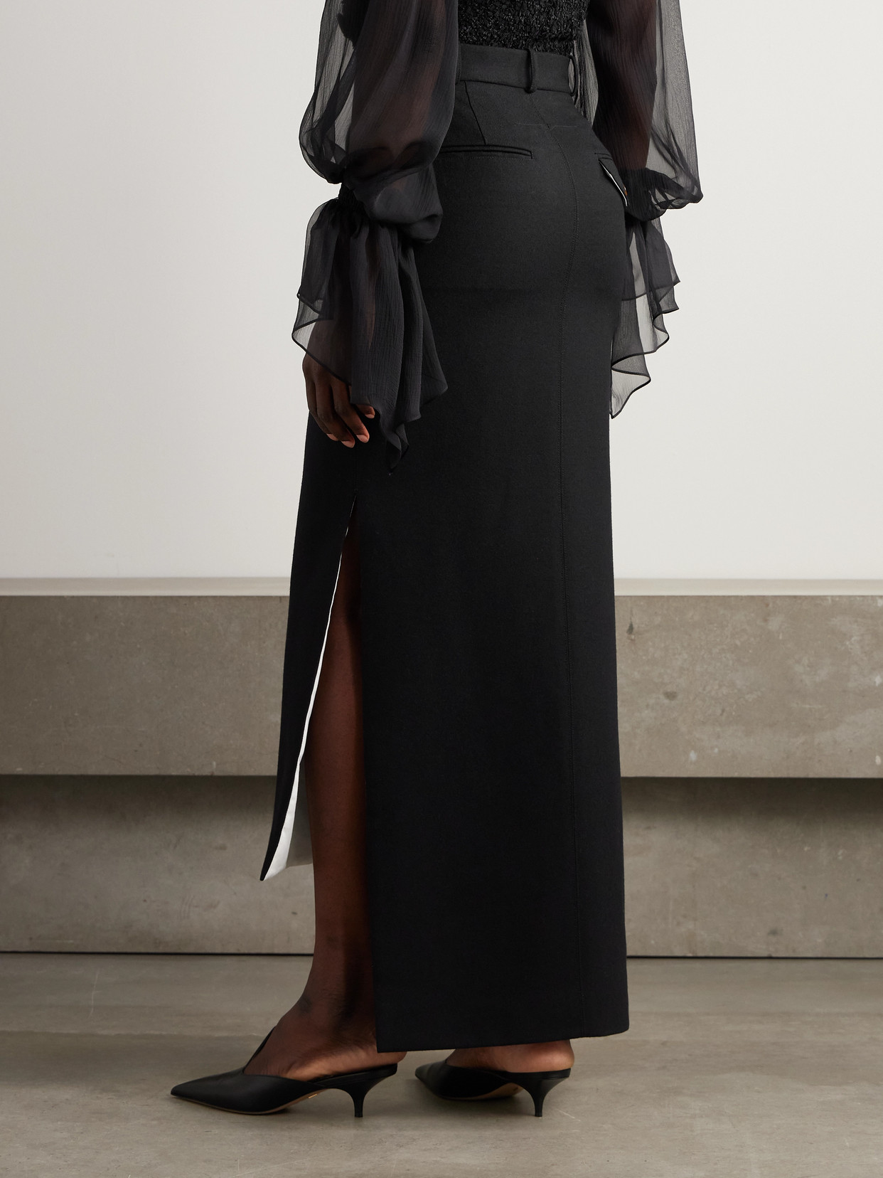 Lanvin Asymmetric Wool Skirt In Black