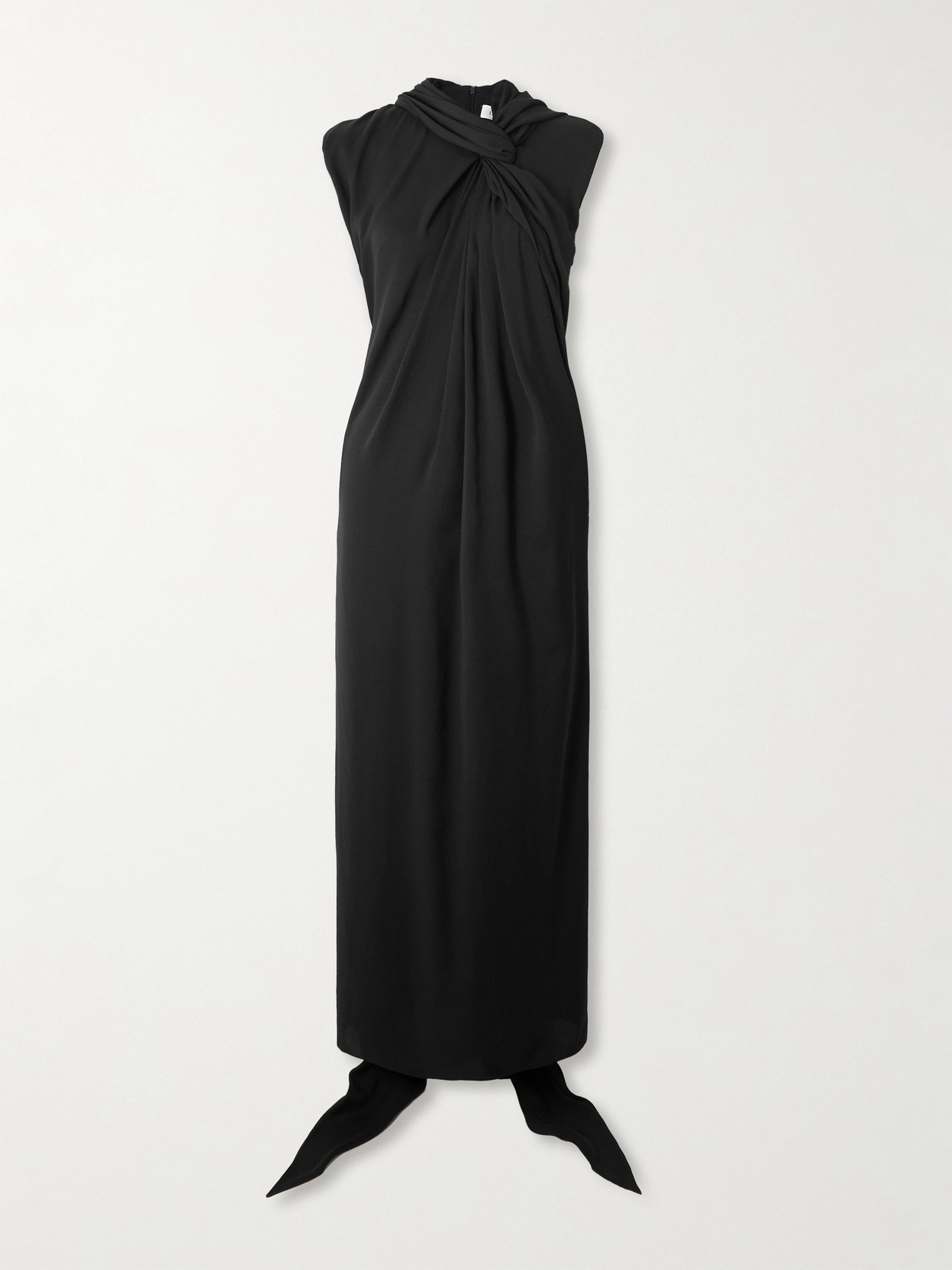 Lanvin Draped Crepe De Chine Maxi Dress In Black