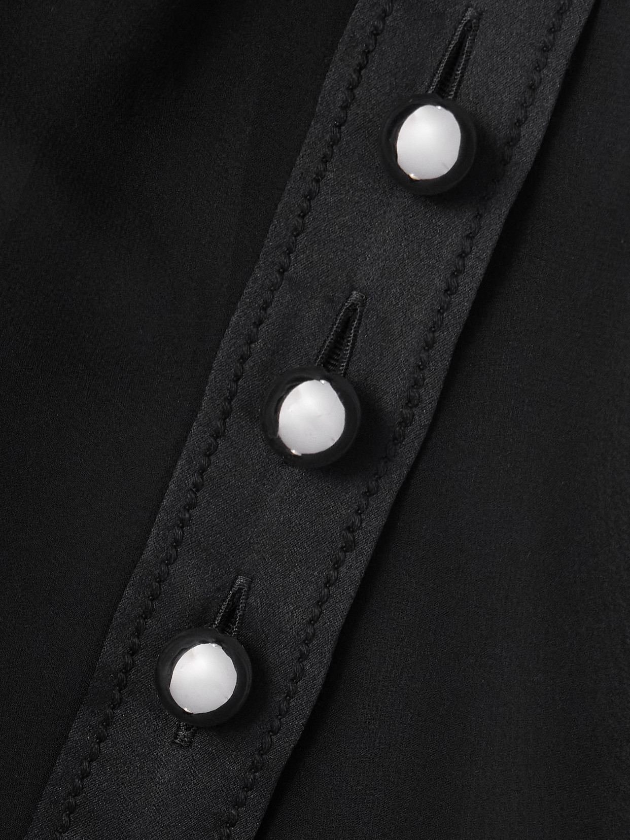 Lanvin Layered Gathered Silk-chiffon Tunic In Black