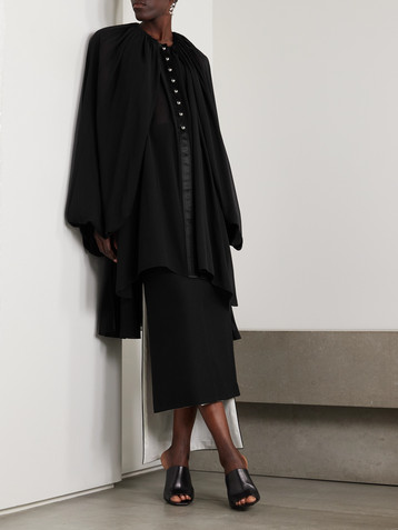 Lanvin Layered gathered silk-chiffon tunic