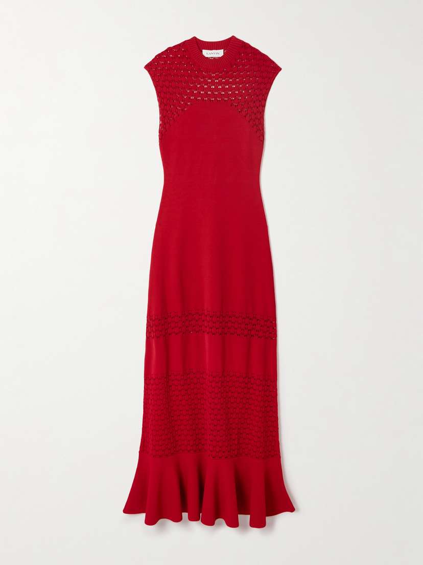 Lanvin Paneled Knitted Midi Dress