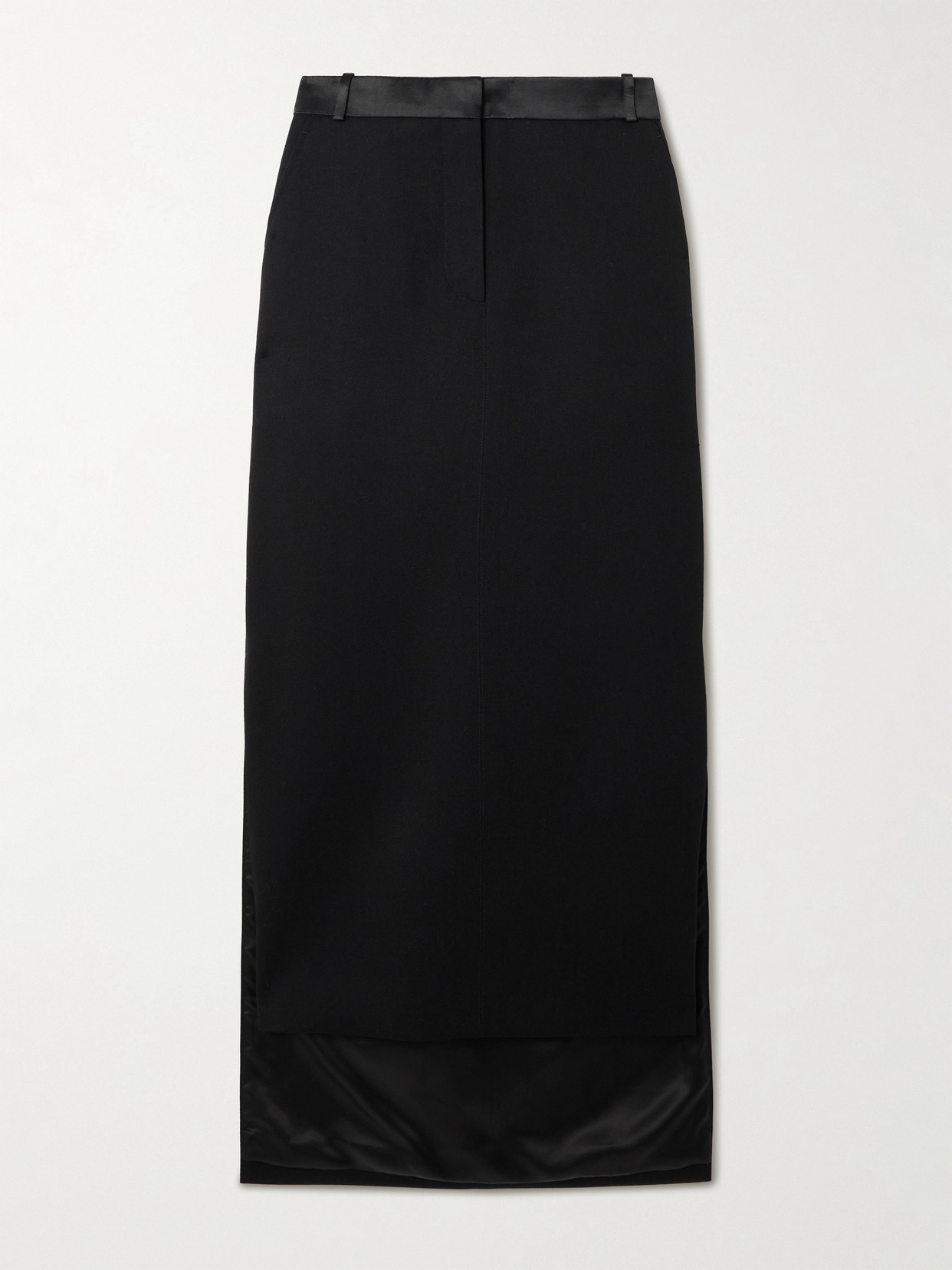 Lanvin Asymmetric Satin-trimmed Wool Skirt In Black