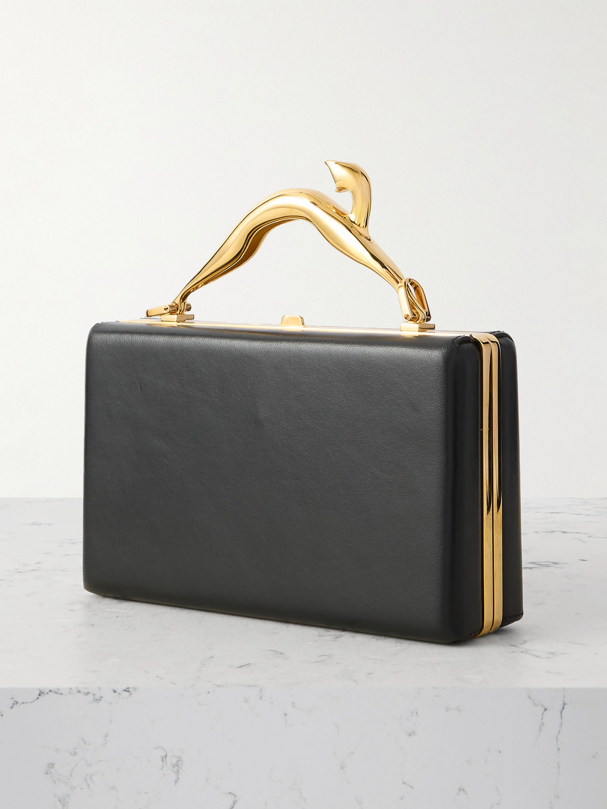 Lanvin Cat Leather Clutch In Black
