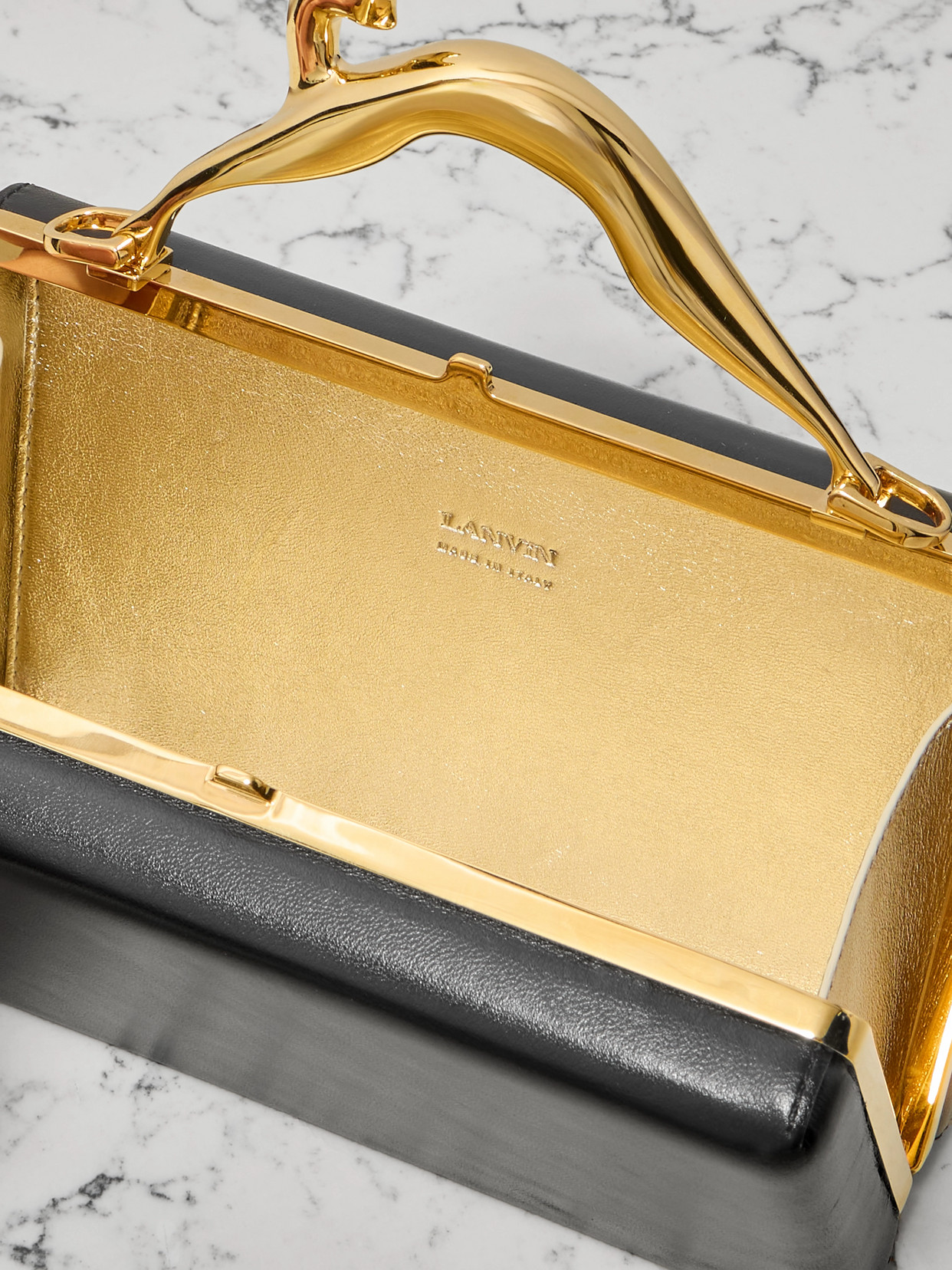 Lanvin Cat Leather Clutch In Black