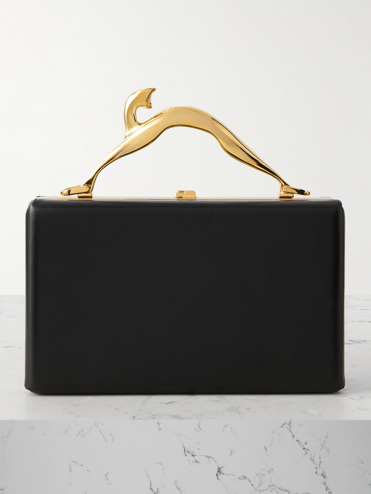 Lanvin Cat Leather Clutch In Black