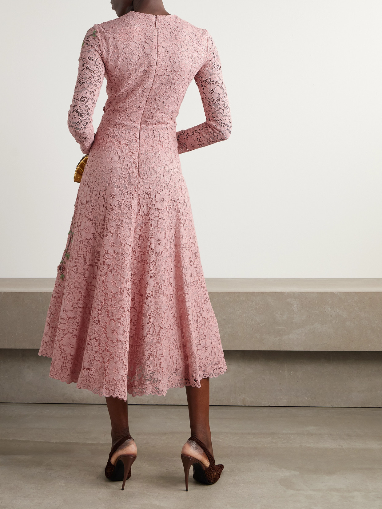 Costarellos Marlena Embellished Corded-lace Midi Dress In Pink