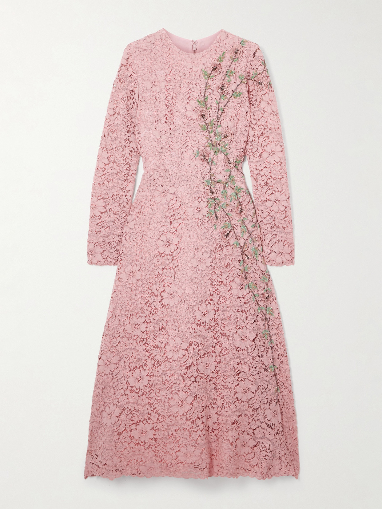 Costarellos Marlena Embellished Corded-lace Midi Dress In Pink