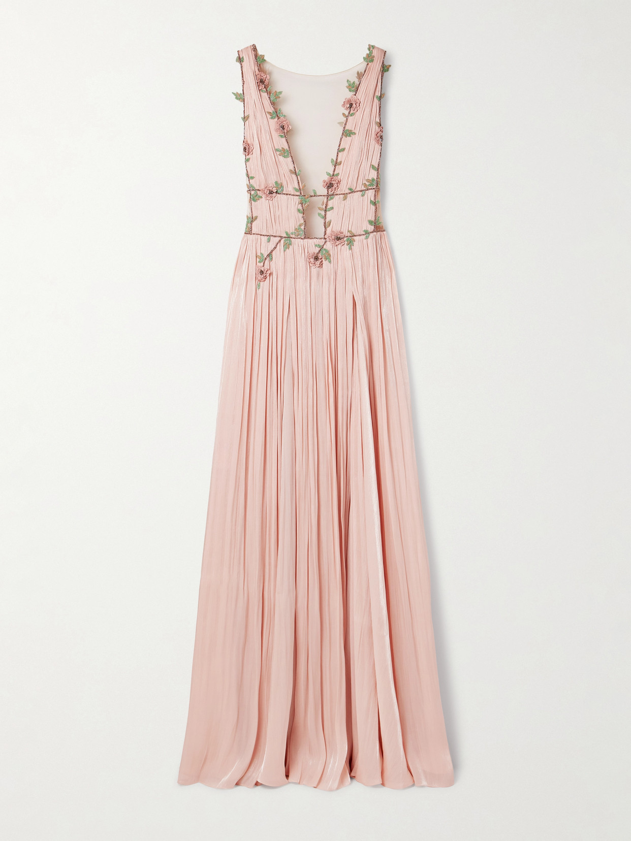Costarellos Nalina Embellished Tulle-trimmed Lamé Gown In Pink