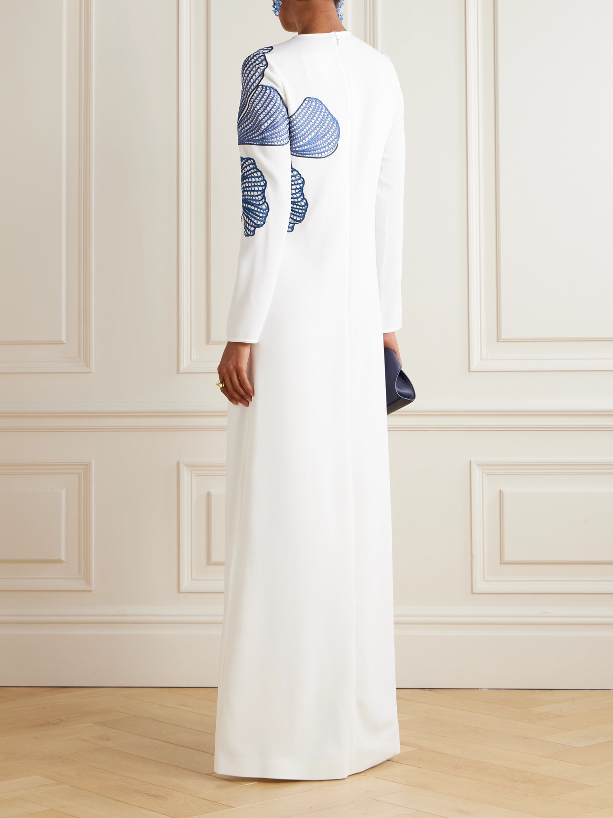 Costarellos Womens Austie Column Woven Gown Off White